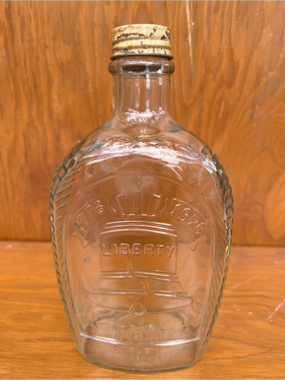 Liberty Embossed Glass Flask Bottle - Clear